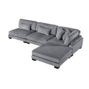 8555GY*2AC1CROT (4)4-Piece Modular Sectional with Ottoman - 8555GY*2AC1CROT