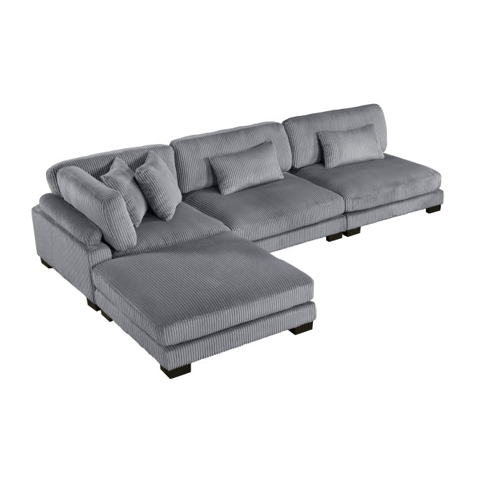 8555GY*2AC1CROT (4)4-Piece Modular Sectional with Ottoman - 8555GY*2AC1CROT