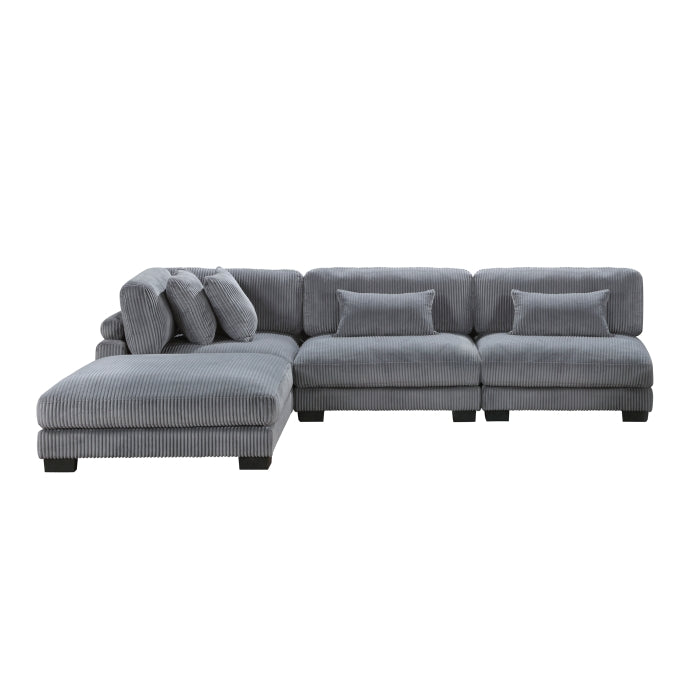 8555GY*2AC1CROT (4)4-Piece Modular Sectional with Ottoman - 8555GY*2AC1CROT