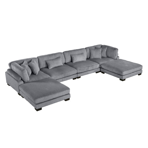 8555GY*2CR2AC2OT (6)6-Piece Modular Sectional with Ottomans - 8555GY*2CR2AC2OT