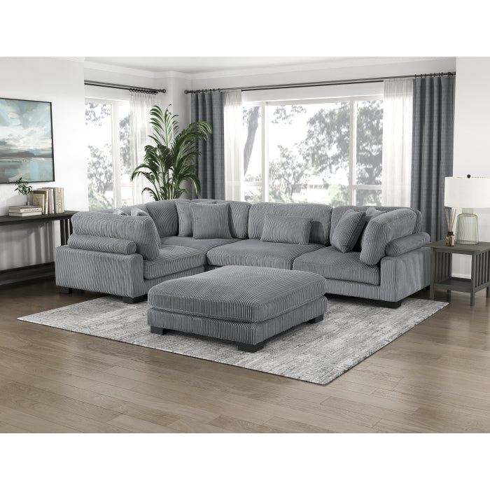 8555GY*3CRACOT (5)5-Piece Modular Sectional with Ottoman - 8555GY*3CRACOT