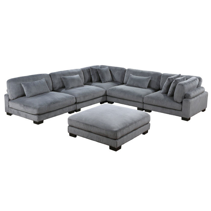 8555GY*6OT (6)6-Piece Modular Sectional with Ottoman - 8555GY*6OT