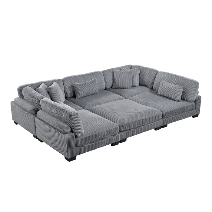 8555GY*6OT (6)6-Piece Modular Sectional with Ottoman - 8555GY*6OT