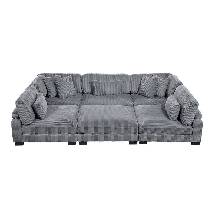 8555GY*6OT (6)6-Piece Modular Sectional with Ottoman - 8555GY*6OT