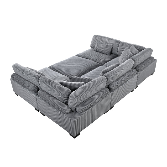 8555GY*6OT (6)6-Piece Modular Sectional with Ottoman - 8555GY*6OT