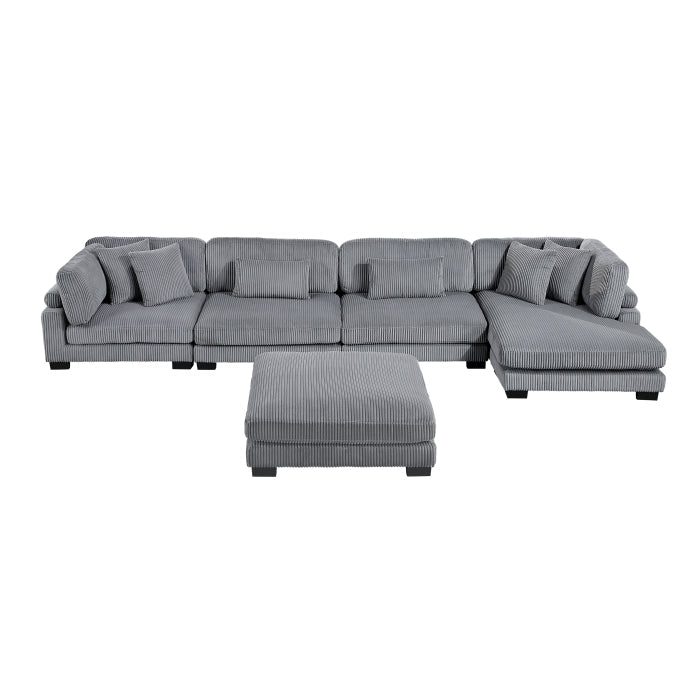 8555GY*CR2ACVCOT (5)5-Piece Modular Sectional with Reversible Chaise and Ottoman - 8555GY*CR2ACVCOT