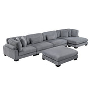 8555GY*CR2ACVCOT (5)5-Piece Modular Sectional with Reversible Chaise and Ottoman - 8555GY*CR2ACVCOT
