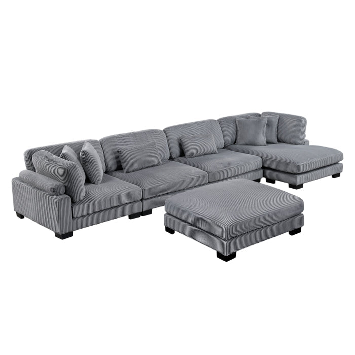 8555GY*CR2ACVCOT (5)5-Piece Modular Sectional with Reversible Chaise and Ottoman - 8555GY*CR2ACVCOT