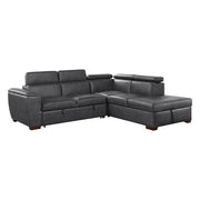 8567GY*SC (2)2-Piece Sectional with Pull-out Bed and Right Chaise with Hidden Storage, Adjustable Headrests - 8567GY*SC