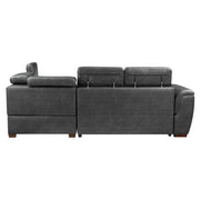8567GY*SC (2)2-Piece Sectional with Pull-out Bed and Right Chaise with Hidden Storage, Adjustable Headrests - 8567GY*SC