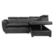 8567GY*SC (2)2-Piece Sectional with Pull-out Bed and Right Chaise with Hidden Storage, Adjustable Headrests - 8567GY*SC