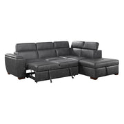 8567GY*SC (2)2-Piece Sectional with Pull-out Bed and Right Chaise with Hidden Storage, Adjustable Headrests - 8567GY*SC