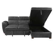 8567GY*SC (2)2-Piece Sectional with Pull-out Bed and Right Chaise with Hidden Storage, Adjustable Headrests - 8567GY*SC