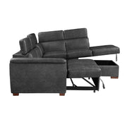 8567GY*SC (2)2-Piece Sectional with Pull-out Bed and Right Chaise with Hidden Storage, Adjustable Headrests - 8567GY*SC