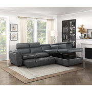 8567GY*SC (2)2-Piece Sectional with Pull-out Bed and Right Chaise with Hidden Storage, Adjustable Headrests - 8567GY*SC