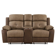 8599BR-2 Double Glider Reclining Love Seat with Center Console - 8599BR-2