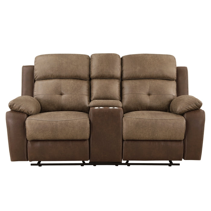 8599BR-2 Double Glider Reclining Love Seat with Center Console - 8599BR-2