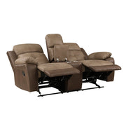 8599BR-2 Double Glider Reclining Love Seat with Center Console - 8599BR-2