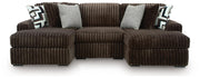 Midnight-Madness Double Chaise Sectional - Chocolate