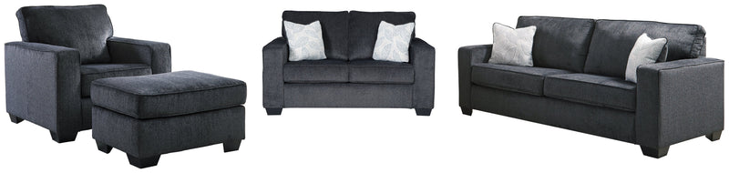 Altari Sofa, Loveseat, Chair and Ottoman in Slate from Ashley - DMV Furniture