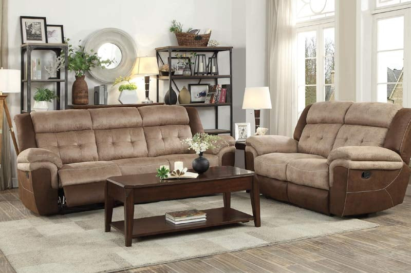 Chai 2 Piece Double Reclining Sofa Set In Two-Tone Brown 9980-3-2 | Homelegance