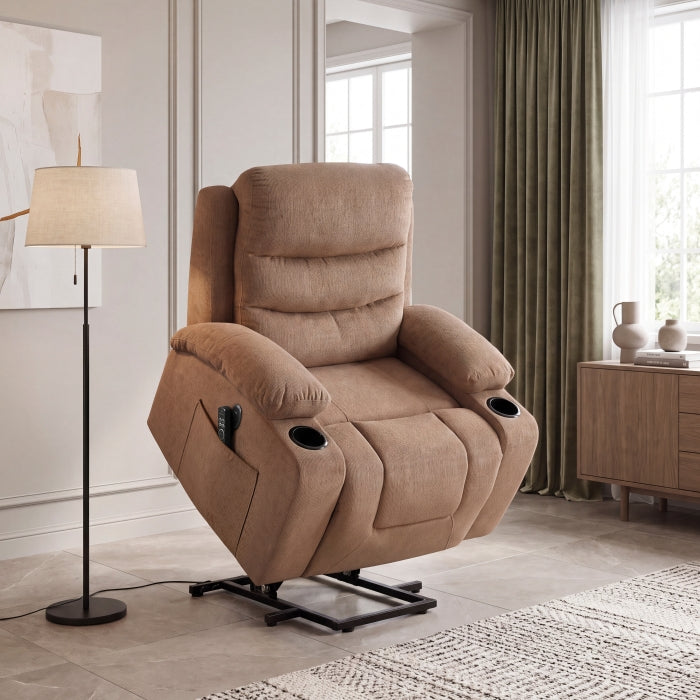 9000BRW-1LTM Power Lift Chair with Massage, Heat, Charging Ports and Cup-holders - 9000BRW-1LTM