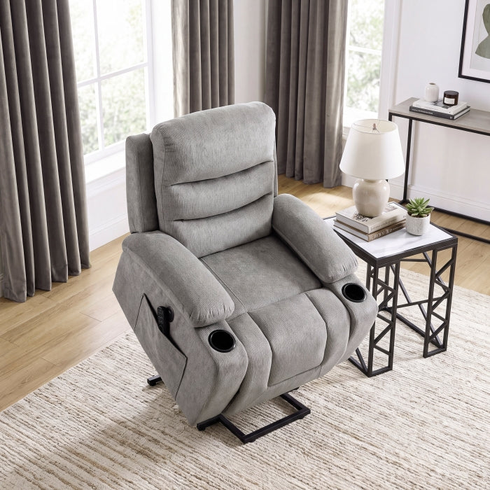 9000GRY-1LTM Power Lift Chair with Massage, Heat, Charging Ports and Cup-holders - 9000GRY-1LTM