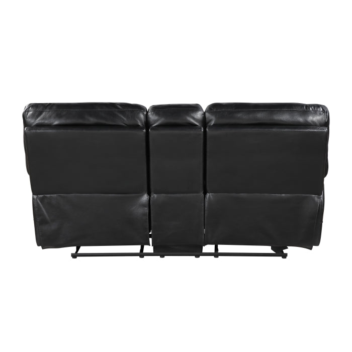 9037BLK-2 Double Reclining Love Seat with Center Console - 9037BLK-2