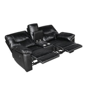 9037BLK-2 Double Reclining Love Seat with Center Console - 9037BLK-2