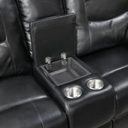 9037BLK-2 Double Reclining Love Seat with Center Console - 9037BLK-2