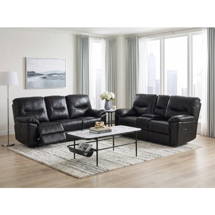 9037BLK-2 Double Reclining Love Seat with Center Console - 9037BLK-2