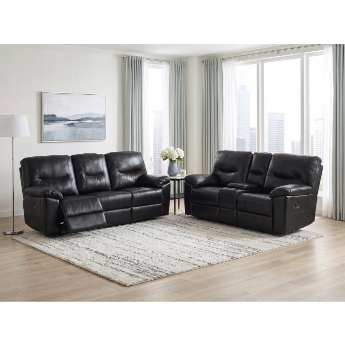 9037BLK-2 Double Reclining Love Seat with Center Console - 9037BLK-2