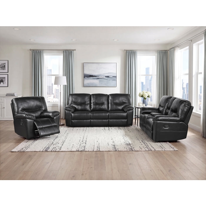 9037BLK-2 Double Reclining Love Seat with Center Console - 9037BLK-2