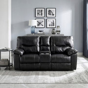 9037BLK-2 Double Reclining Love Seat with Center Console - 9037BLK-2