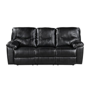 9037BLK-3 Double Reclining Sofa with Drop-Down Cup Holders - 9037BLK-3