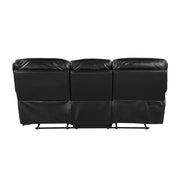9037BLK-3 Double Reclining Sofa with Drop-Down Cup Holders - 9037BLK-3
