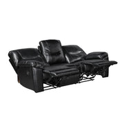 9037BLK-3 Double Reclining Sofa with Drop-Down Cup Holders - 9037BLK-3