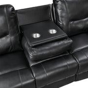 9037BLK-3 Double Reclining Sofa with Drop-Down Cup Holders - 9037BLK-3