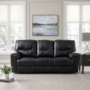 9037BLK-3 Double Reclining Sofa with Drop-Down Cup Holders - 9037BLK-3