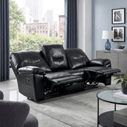 9037BLK-3 Double Reclining Sofa with Drop-Down Cup Holders - 9037BLK-3