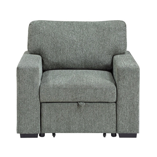 9050GRN-1SL Chair with Pull-out Ottoman, Arms with Shelves and Charging Ports - 9050GRN-1SL