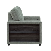 9050GRN-1SL Chair with Pull-out Ottoman, Arms with Shelves and Charging Ports - 9050GRN-1SL
