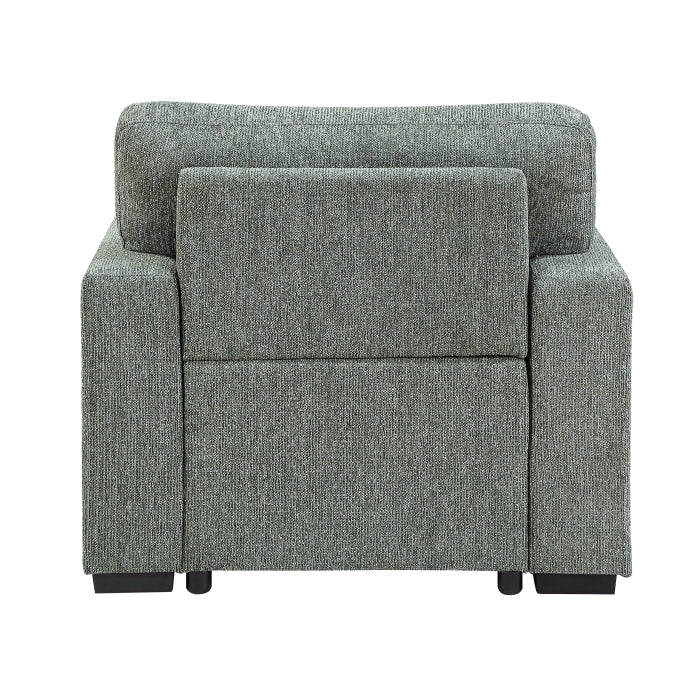 9050GRN-1SL Chair with Pull-out Ottoman, Arms with Shelves and Charging Ports - 9050GRN-1SL