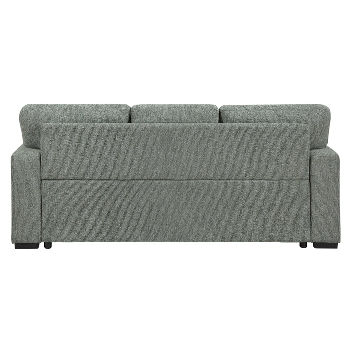 9050GRN-3SL Sofa with Pull-out Bed, Center Drop-down Cup Holders, Arms with Shelves and Charging Ports - 9050GRN-3SL