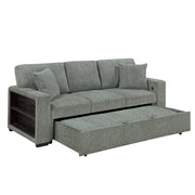 9050GRN-3SL Sofa with Pull-out Bed, Center Drop-down Cup Holders, Arms with Shelves and Charging Ports - 9050GRN-3SL