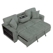 9050GRN-3SL Sofa with Pull-out Bed, Center Drop-down Cup Holders, Arms with Shelves and Charging Ports - 9050GRN-3SL
