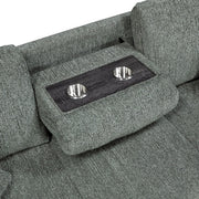 9050GRN-3SL Sofa with Pull-out Bed, Center Drop-down Cup Holders, Arms with Shelves and Charging Ports - 9050GRN-3SL