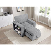 9050GRY-1SL Chair with Pull-out Ottoman, Arms with Shelves and Charging Ports - 9050GRY-1SL