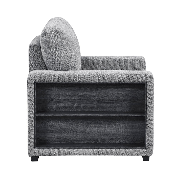 9050GRY-1SL Chair with Pull-out Ottoman, Arms with Shelves and Charging Ports - 9050GRY-1SL
