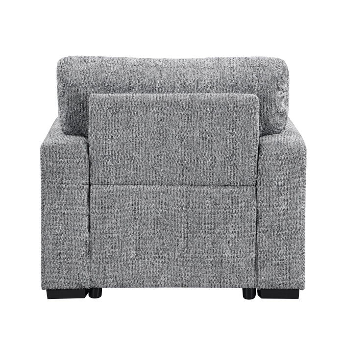 9050GRY-1SL Chair with Pull-out Ottoman, Arms with Shelves and Charging Ports - 9050GRY-1SL